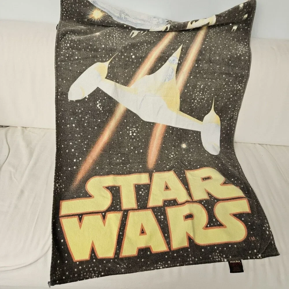 Vintage Star Wars Naboo StarFighter Beach Towel Anakin Phantom Menace 54”x27”